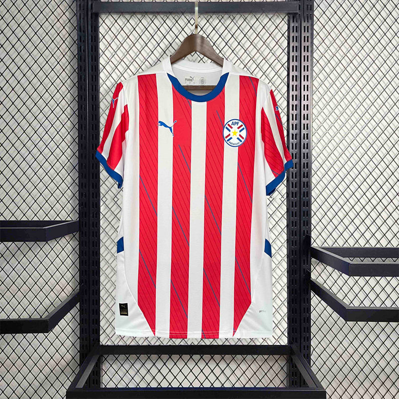 CAMISA DA SELEÇÃO DO PARAGUAY 25/26 BRANCO E VERMELHO